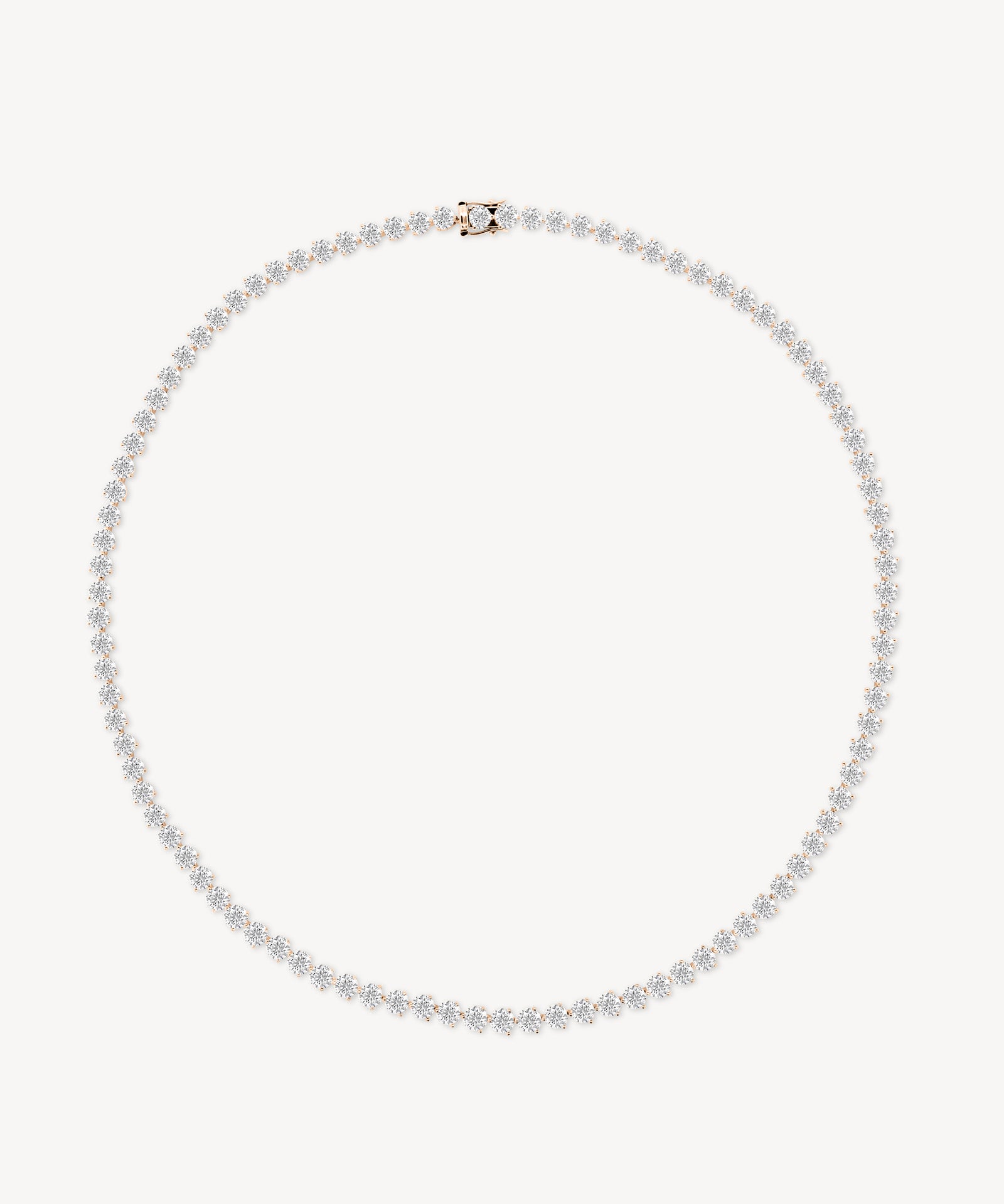20.00 CTW Round Cut Tennis Necklace in Three-Prong Setting