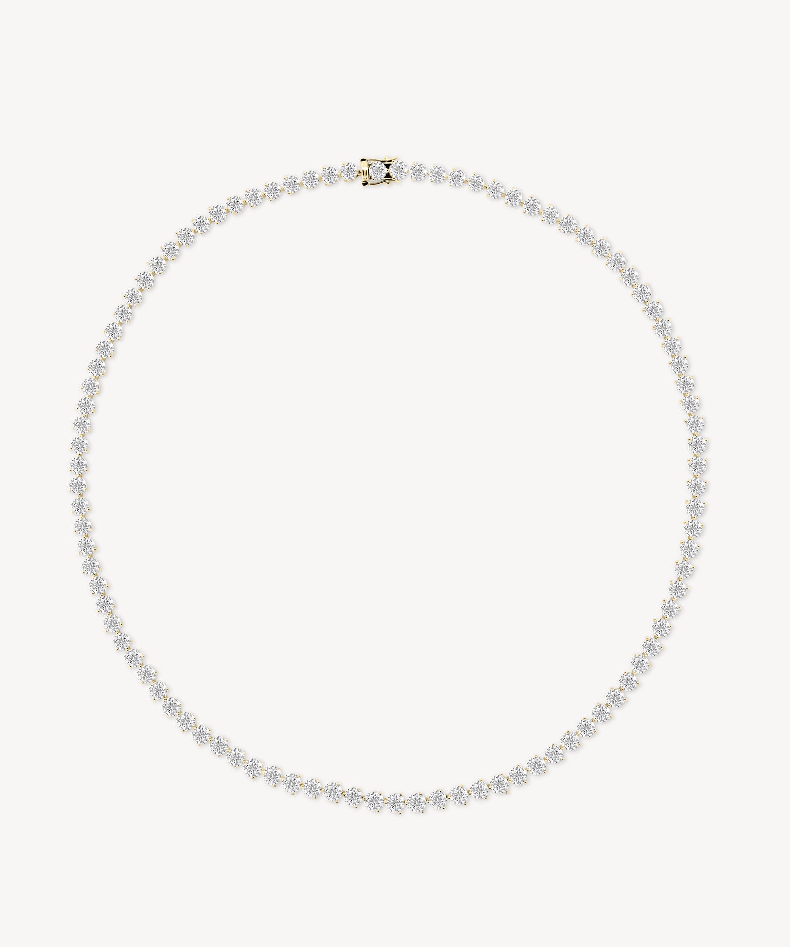 20.00 CTW Round Cut Tennis Necklace in Three-Prong Setting