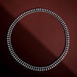 Double Row Round and Pear Cut Diamond Tennis Necklace