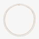 Double row round and pear cut diamond tennis necklace in rose gold