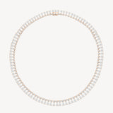 Double row round and pear cut diamond tennis necklace in rose gold