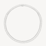 Double row round and pear cut diamond tennis necklace in white gold