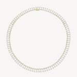 Double row round and pear cut diamond tennis necklace in yellow gold