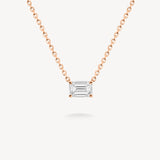 East-West Emerald Cut Diamond Solitaire Necklace