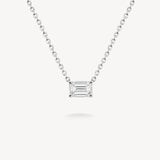 East-West Emerald Cut Diamond Solitaire Necklace