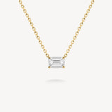 East-West Emerald Cut Diamond Solitaire Necklace