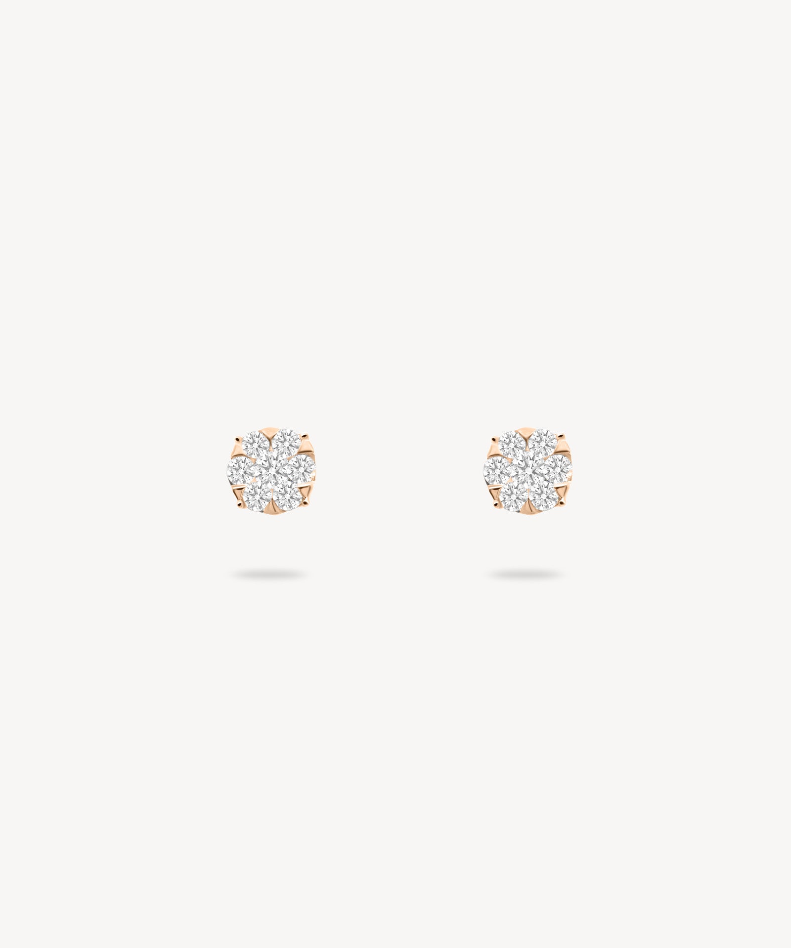 Round Cut Diamond Cluster Stud Earrings