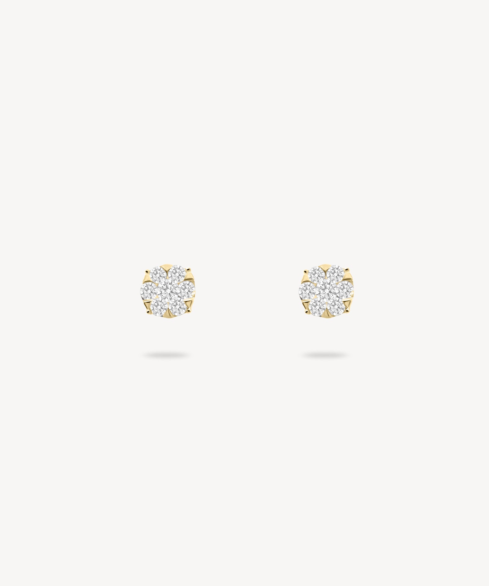 Round Cut Diamond Cluster Stud Earrings