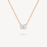 East-west oval cut diamond solitaire necklace in rose gold