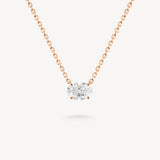 East-west oval cut diamond solitaire necklace in rose gold