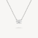 East-west oval cut diamond solitaire necklace in white gold