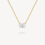 East-west oval cut diamond solitaire necklace in yellow gold