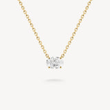 East-west oval cut diamond solitaire necklace in yellow gold