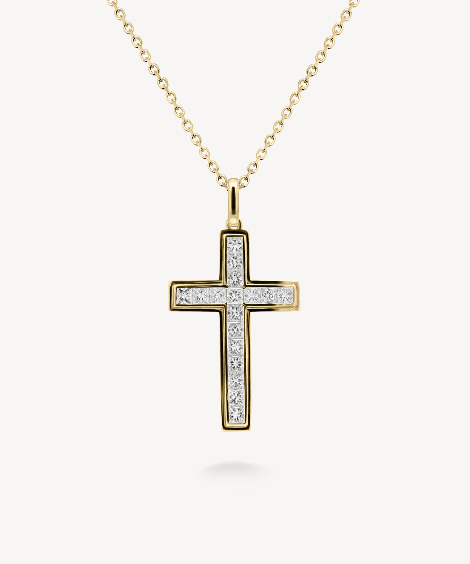 Princess Cut Diamond Diamond Cross Necklace
