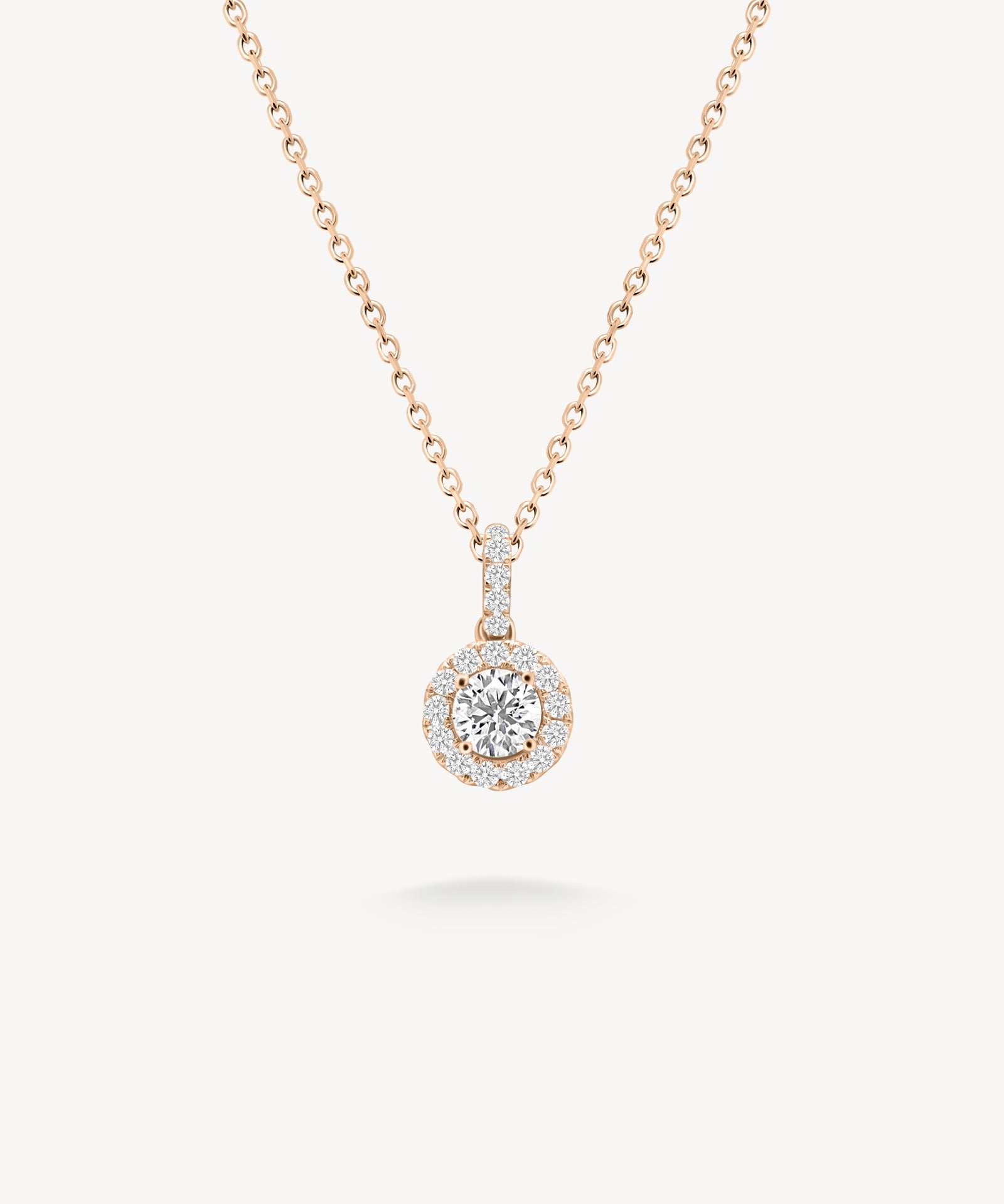 Small Round Cut Diamond Halo Necklace
