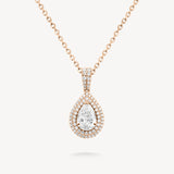 Pear Cut Diamond Double Halo Pendant Necklace
