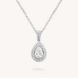 Pear Cut Diamond Double Halo Pendant Necklace
