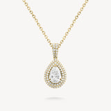 Pear Cut Diamond Double Halo Pendant Necklace