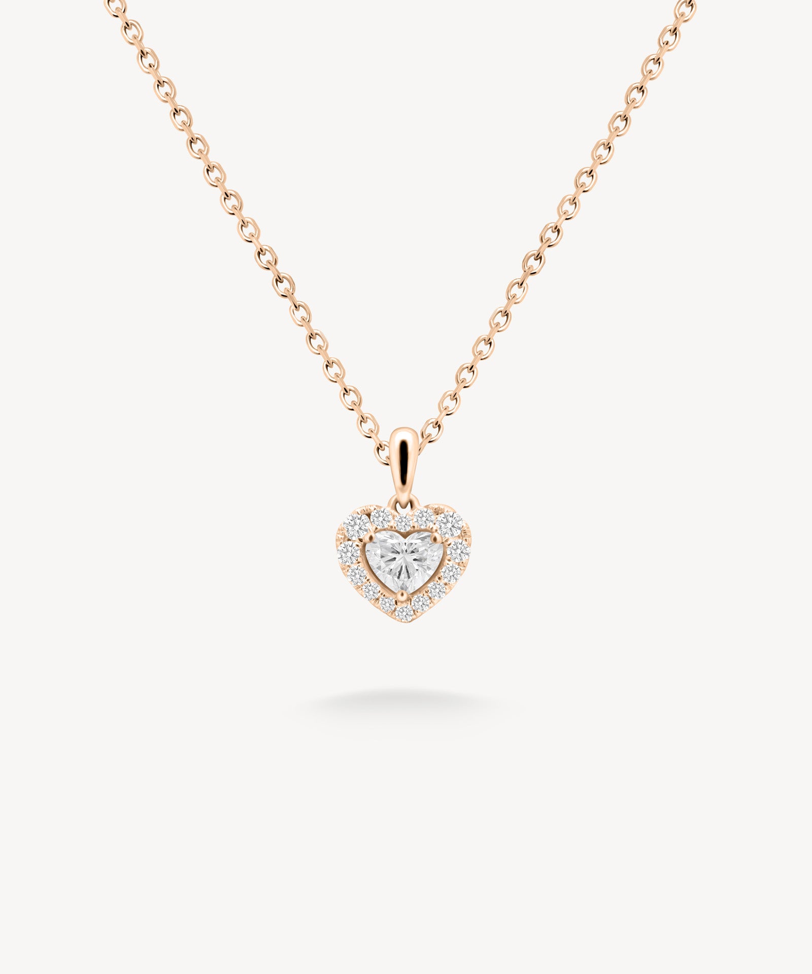 Small Heart Shaped Diamond Halo Necklace