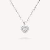 Small Heart Shaped Diamond Halo Necklace