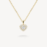 Small Heart Shaped Diamond Halo Necklace