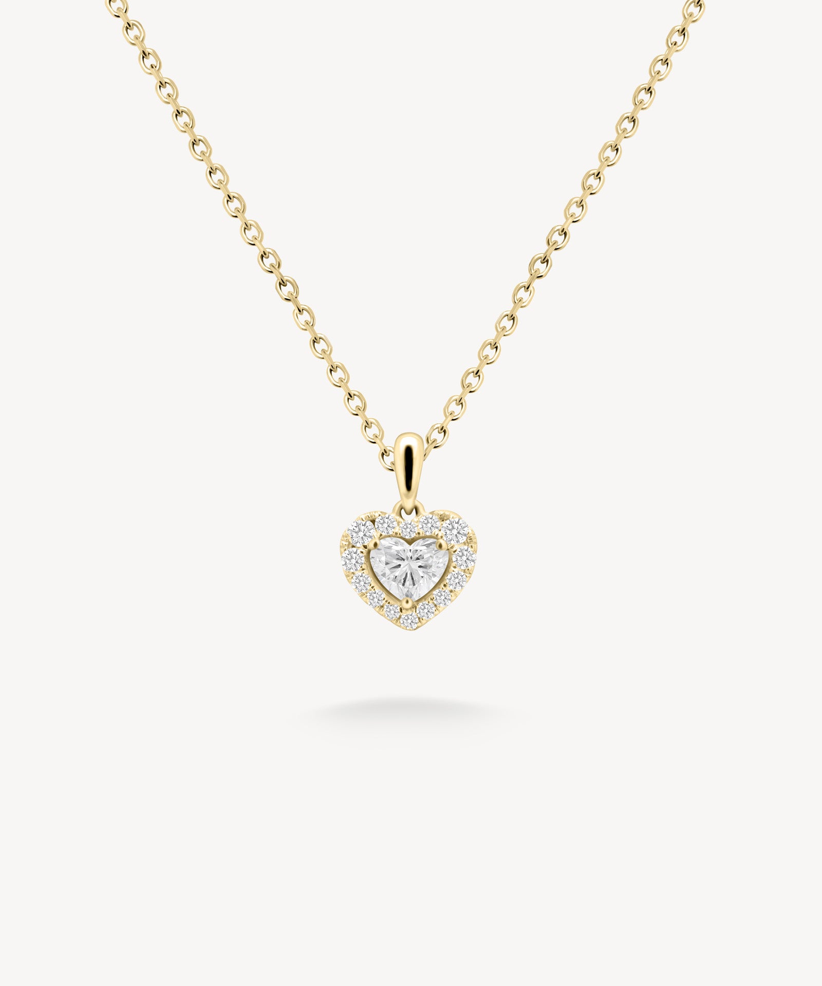 Small Heart Shaped Diamond Halo Necklace