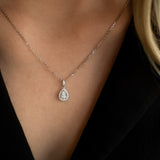 Small Pear Cut Diamond Halo Pendant