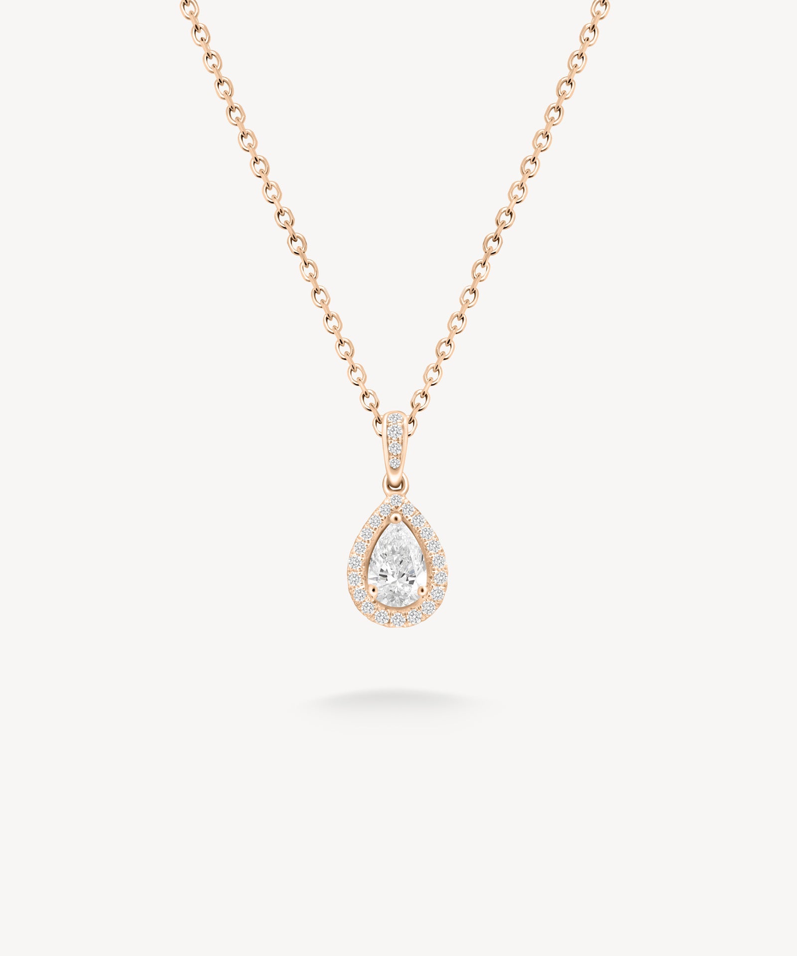 Small Pear Cut Diamond Halo Necklace