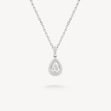 Small Pear Cut Diamond Halo Necklace