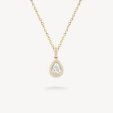 Small Pear Cut Diamond Halo Necklace
