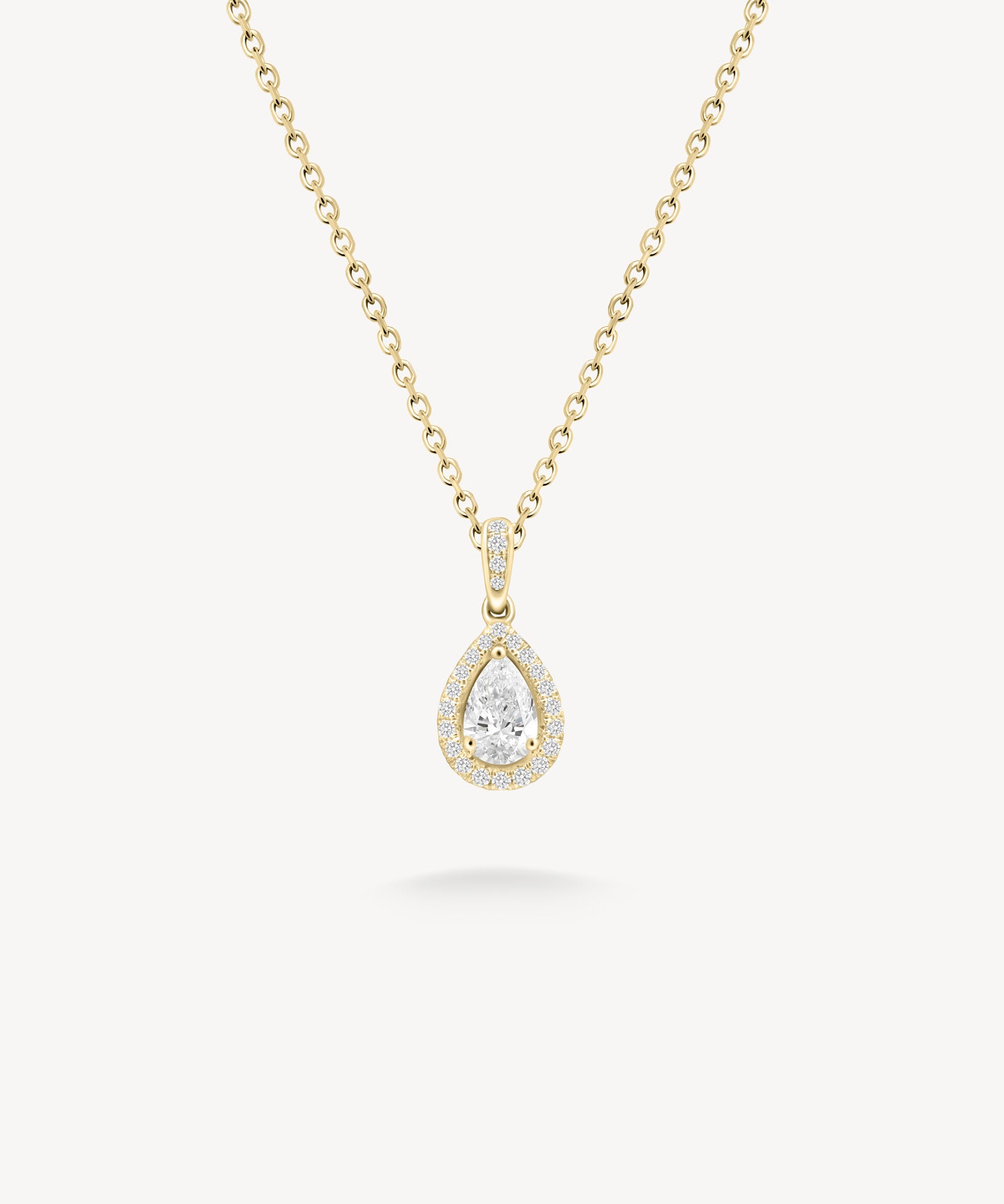 Small Pear Cut Diamond Halo Necklace