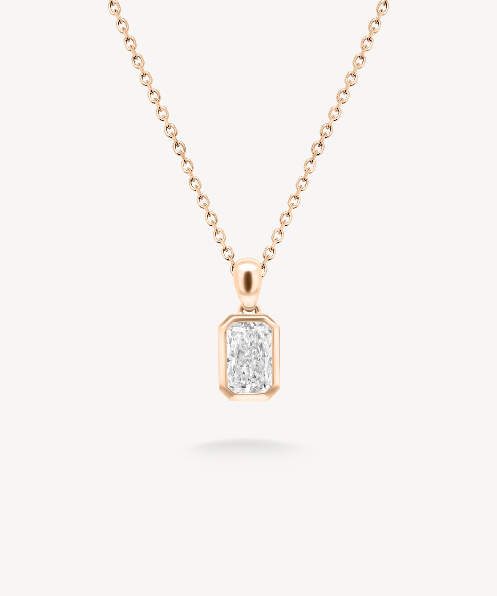Radiant Cut Diamond Solitaire Bezel Necklace