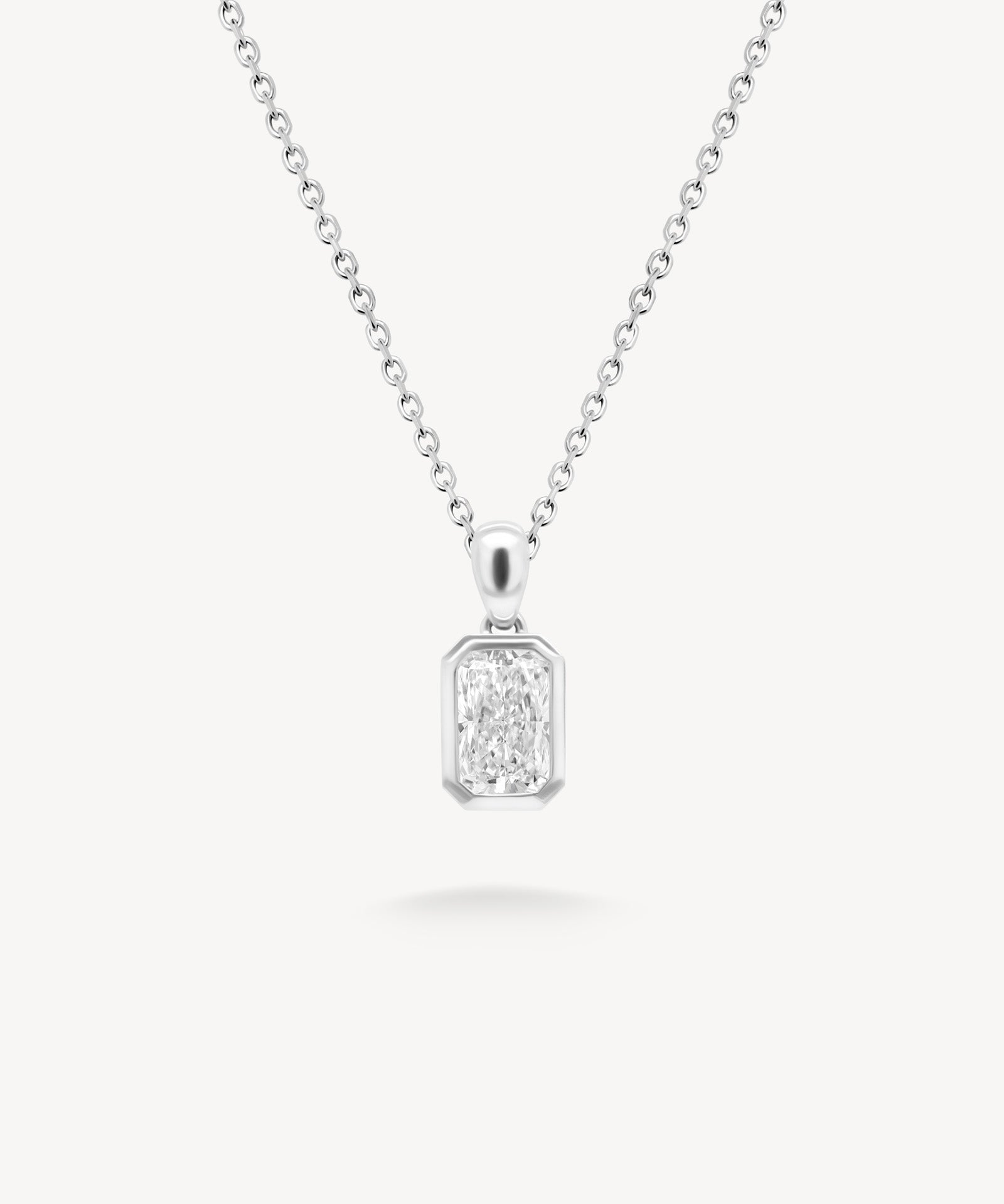 Radiant Cut Diamond Solitaire Bezel Necklace