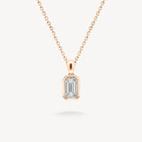 Emerald Cut Diamond Solitaire Bezel Necklace