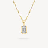 Emerald Cut Diamond Solitaire Bezel Necklace