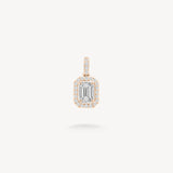 Emerald Cut Diamond Halo Pendant