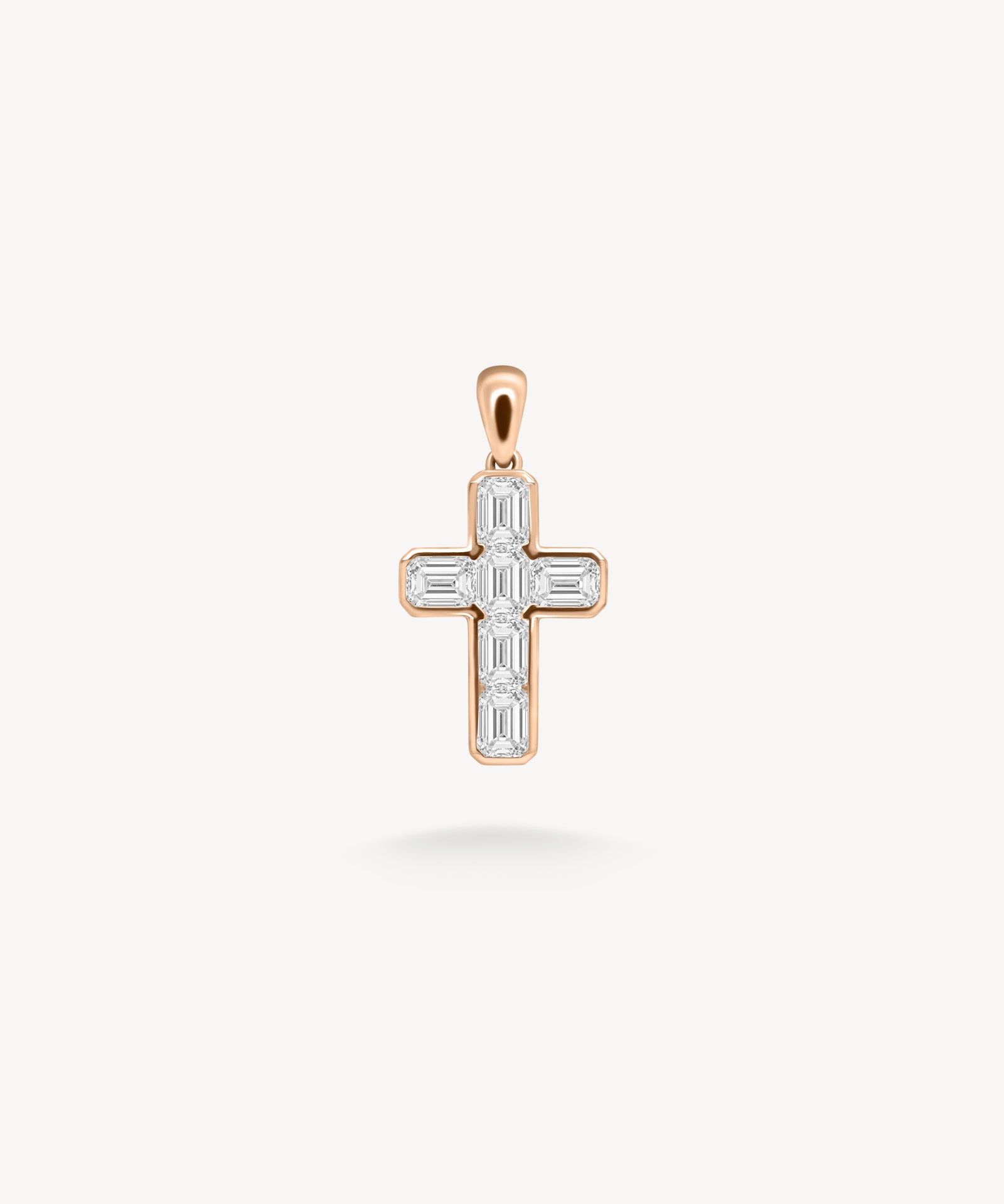 Emerald Cut Diamond Cross Pendant