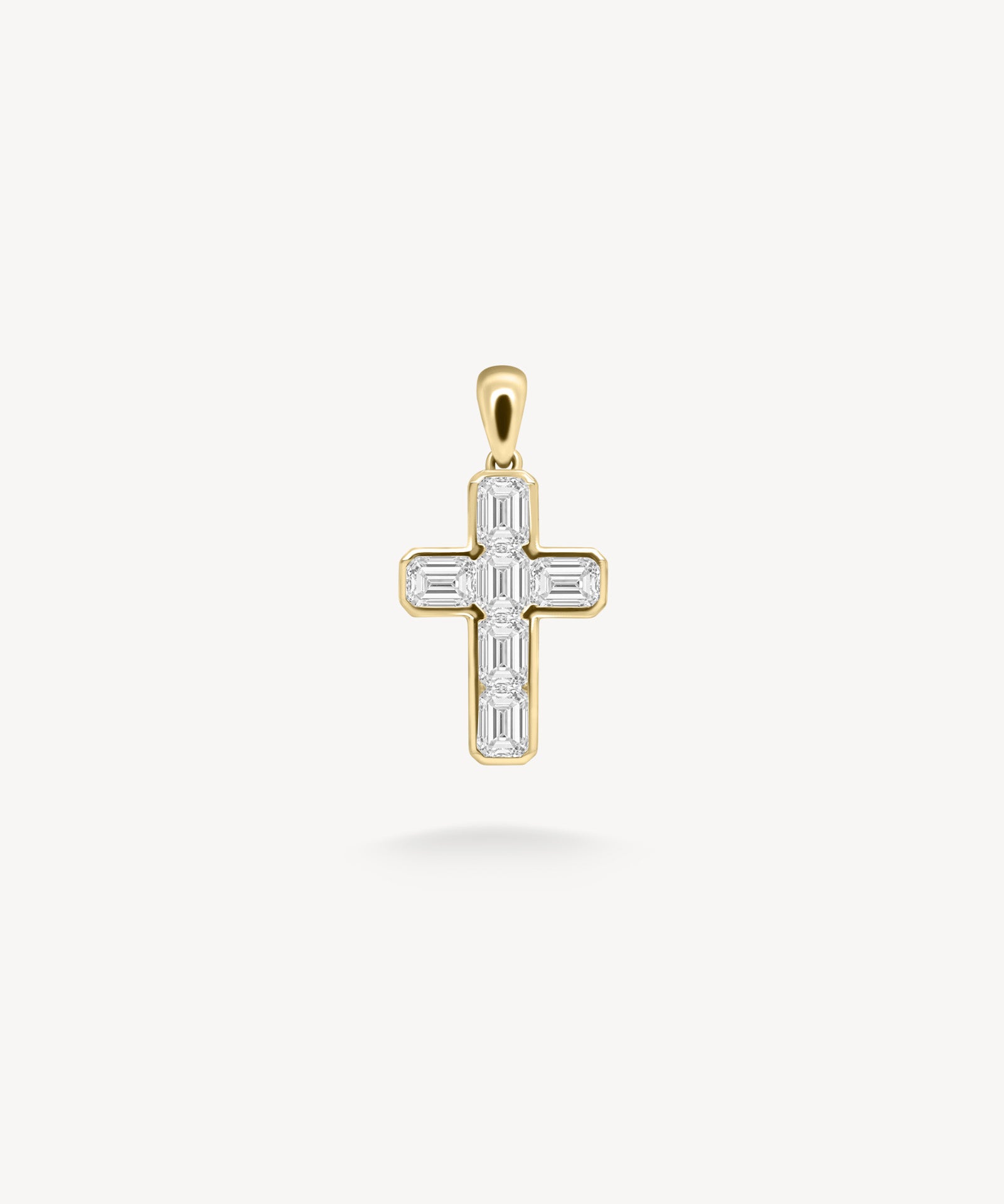 Emerald Cut Diamond Cross Pendant