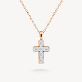 Emerald Cut Diamond Cross Necklace