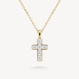 Emerald Cut Diamond Cross Necklace