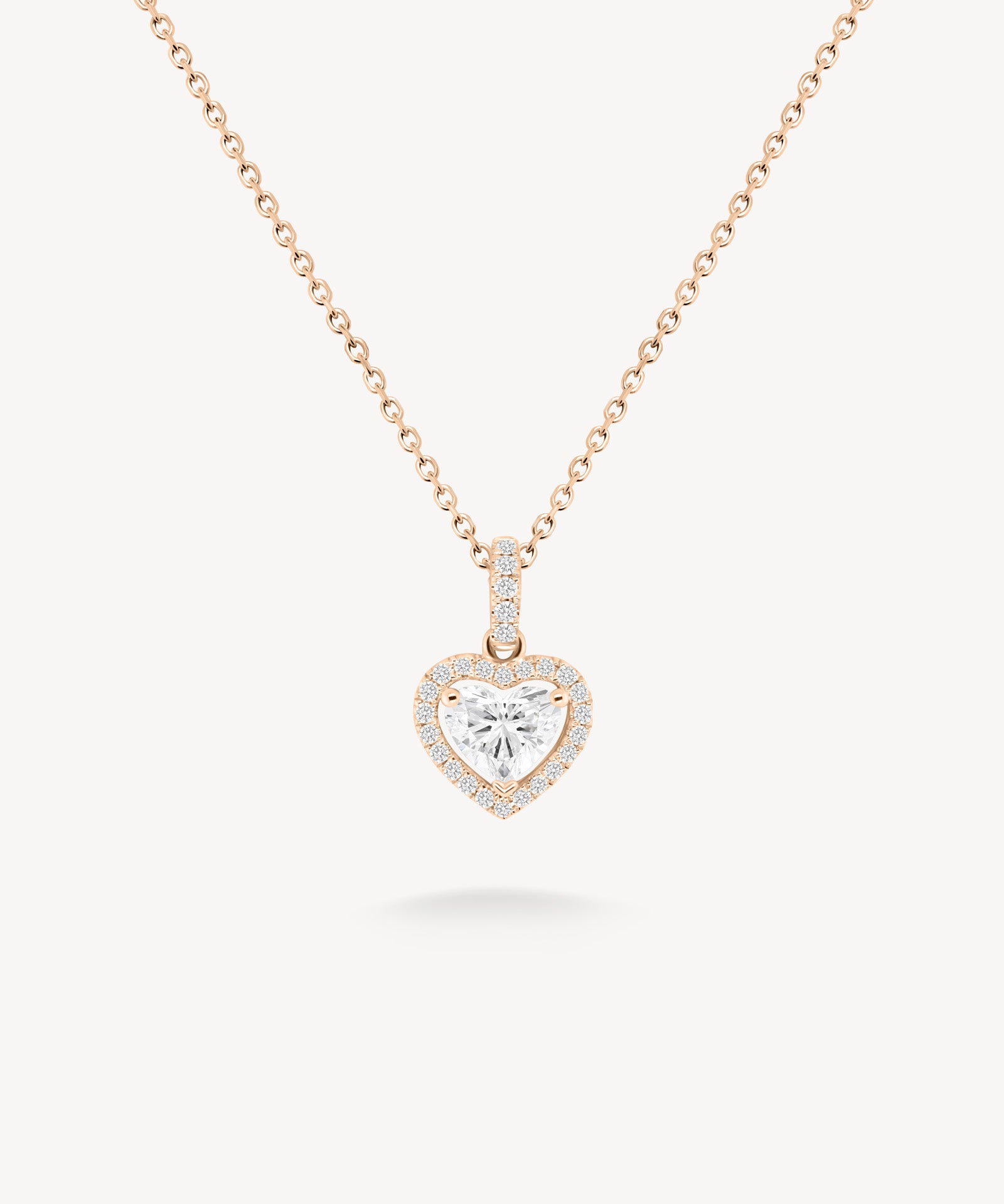 Medium Heart Shaped Diamond Halo Necklace