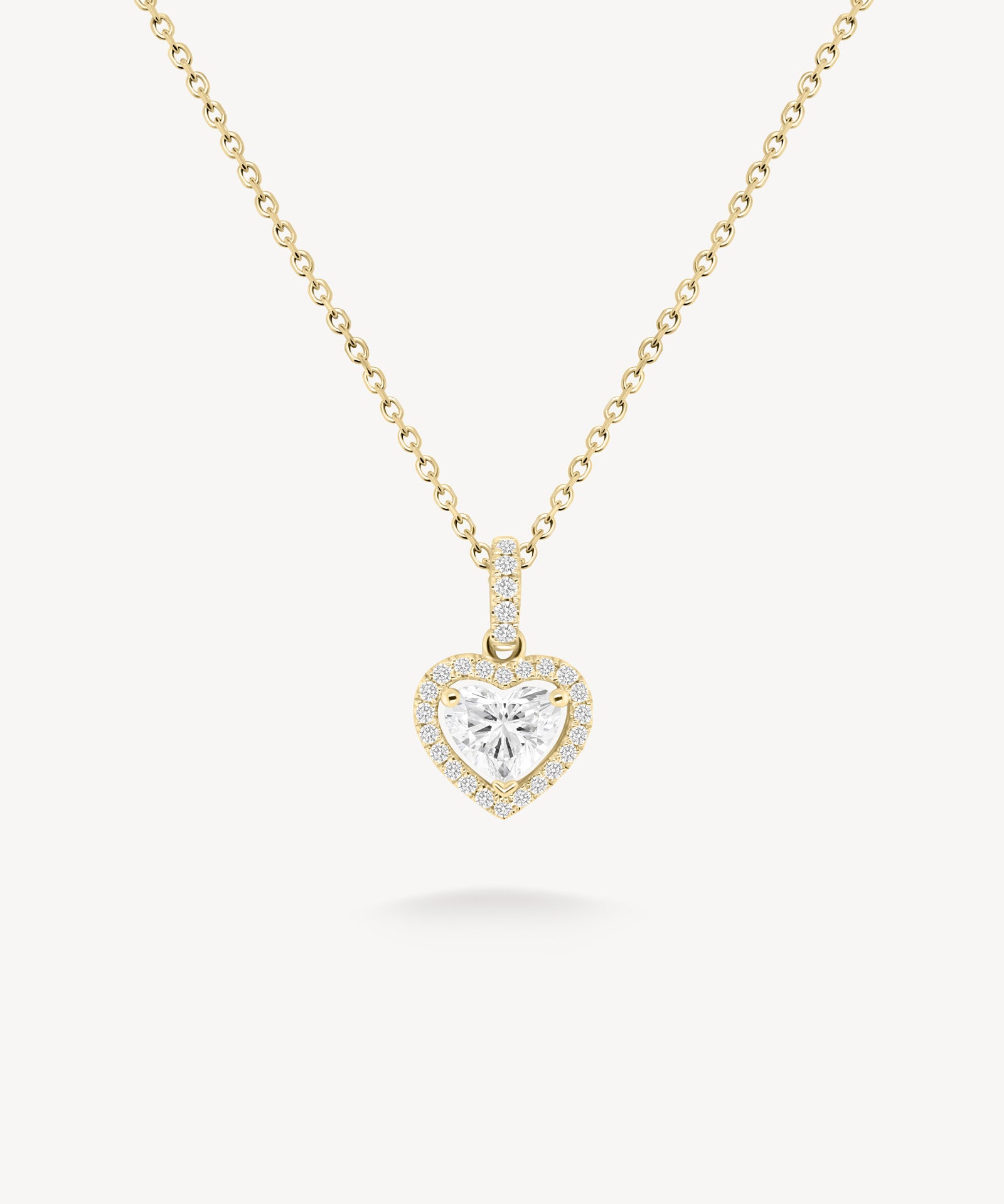 Medium Heart Shaped Diamond Halo Necklace