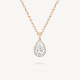 Pear Cut Diamond Halo Necklace