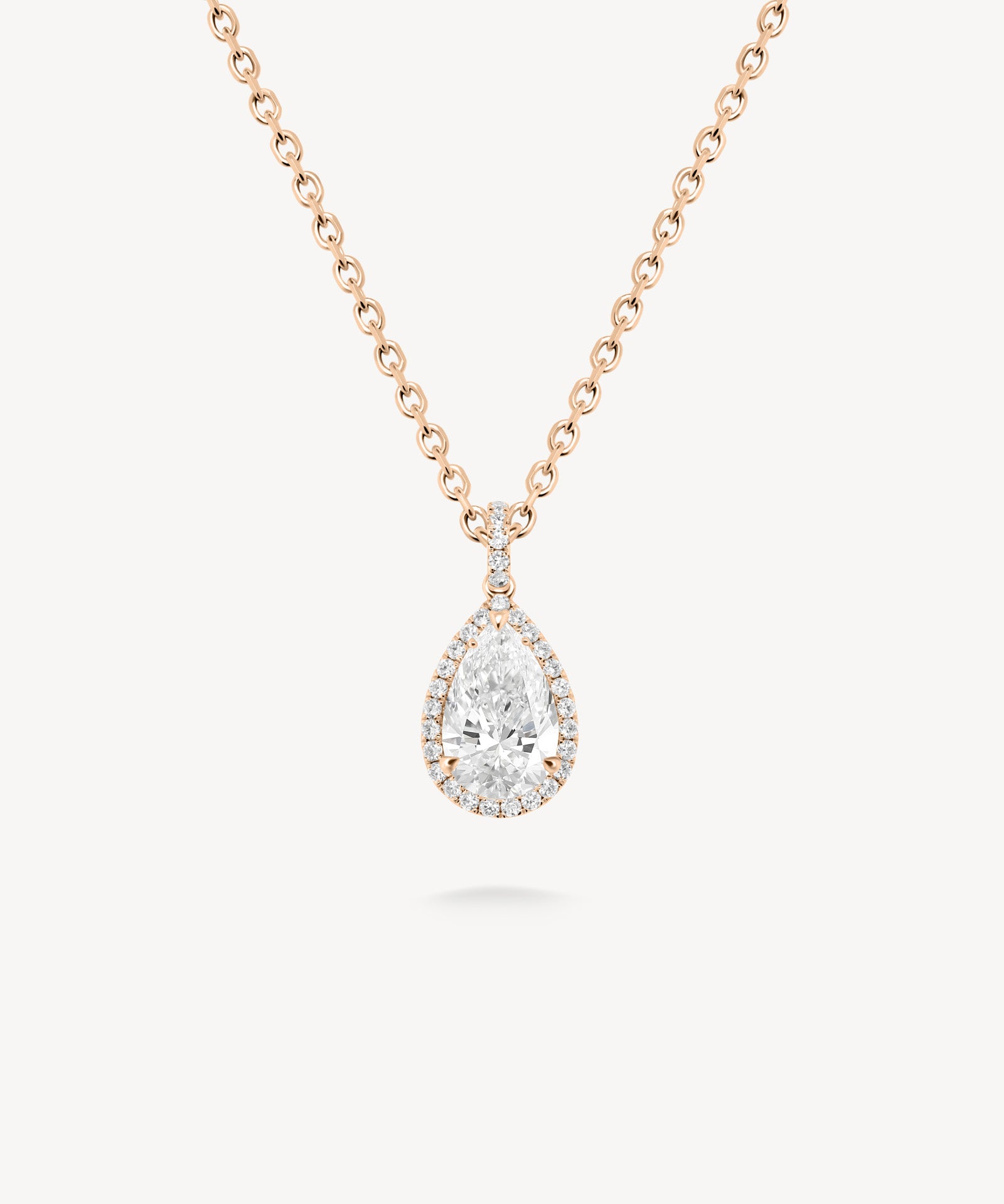 Pear Cut Diamond Halo Necklace