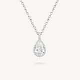 Pear Cut Diamond Halo Necklace