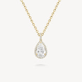 Pear Cut Diamond Halo Necklace