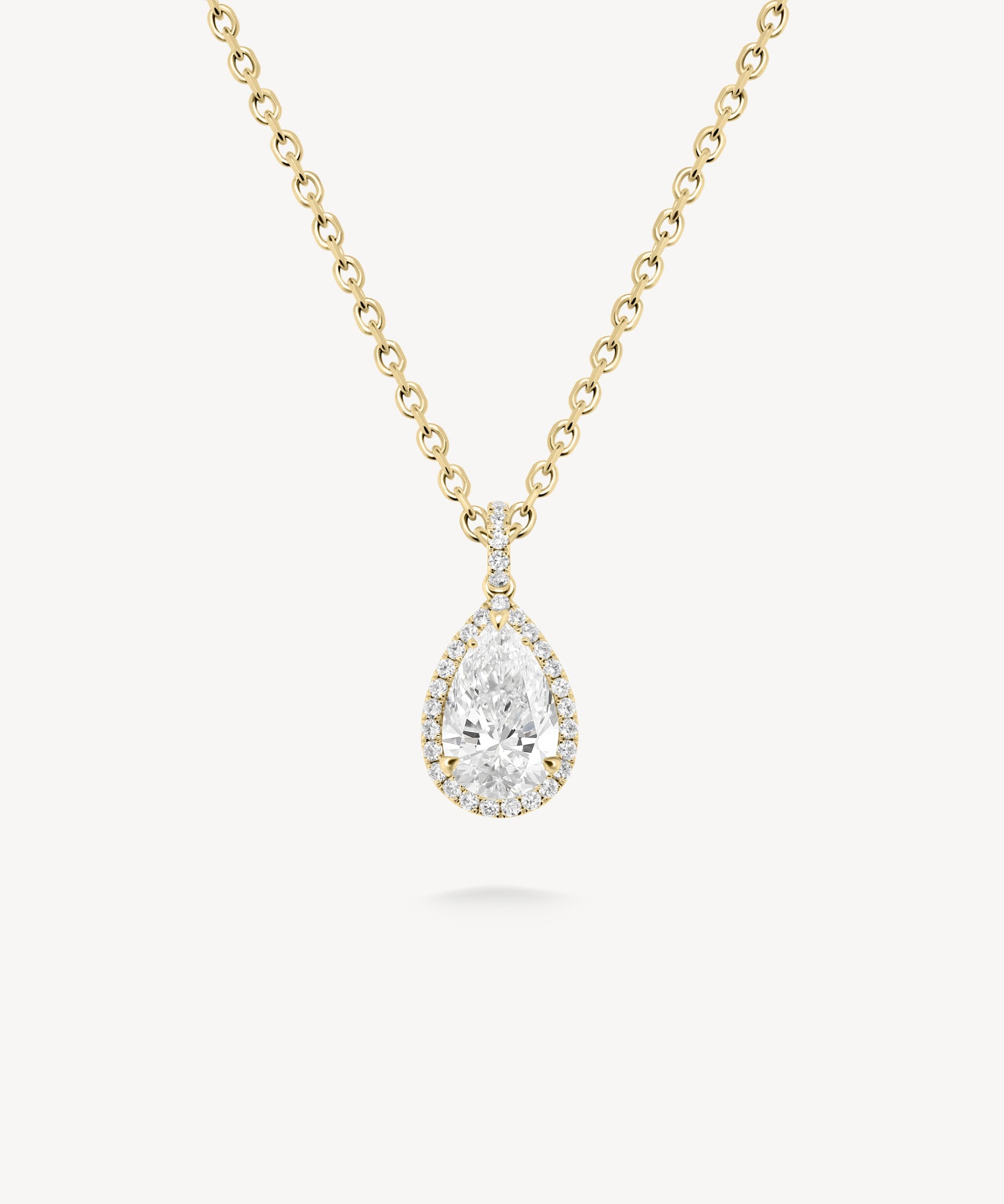 Pear Cut Diamond Halo Necklace