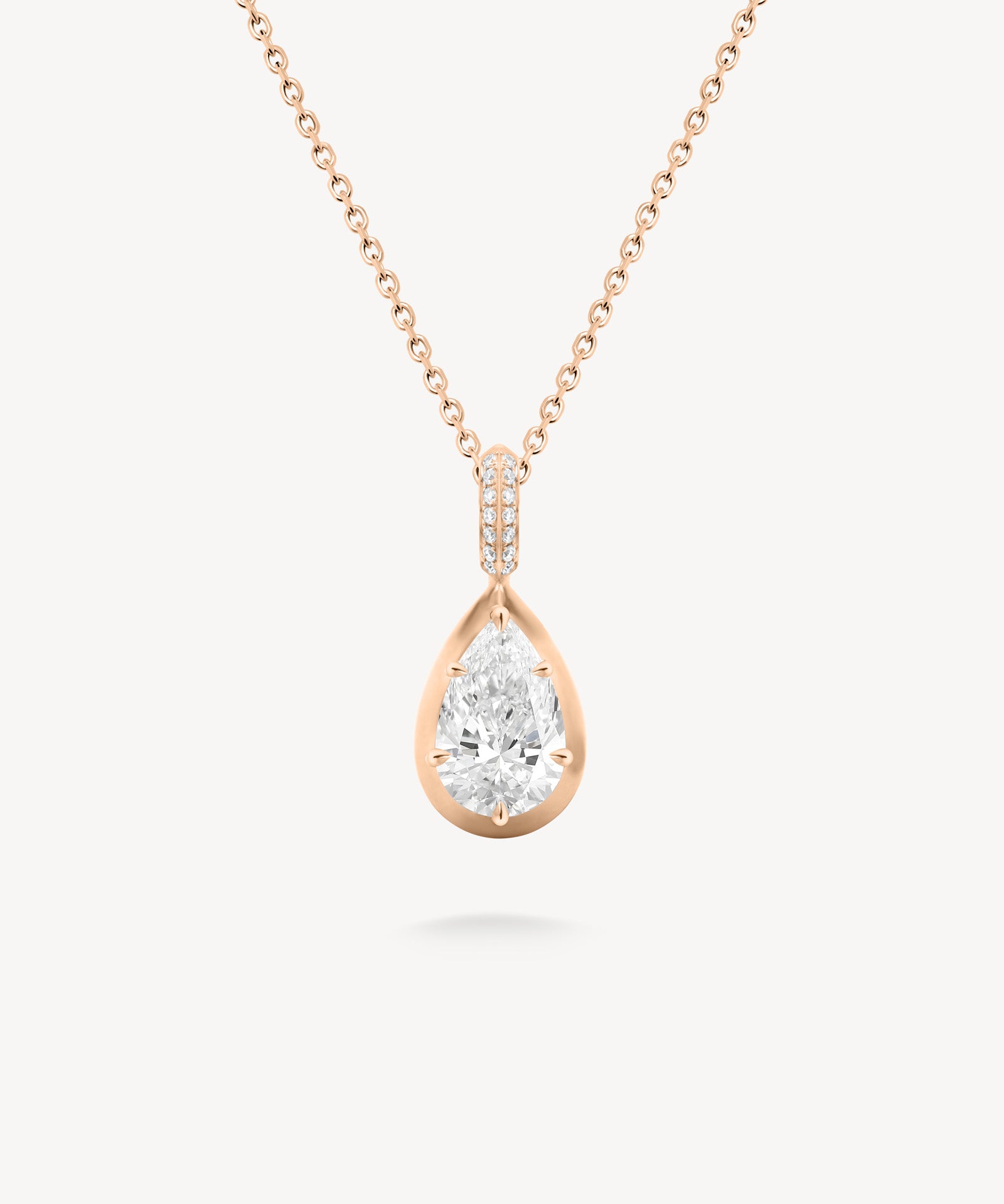 Pear Cut Diamond Prong Pendant with Hinged Knife-Edge Bail Necklace