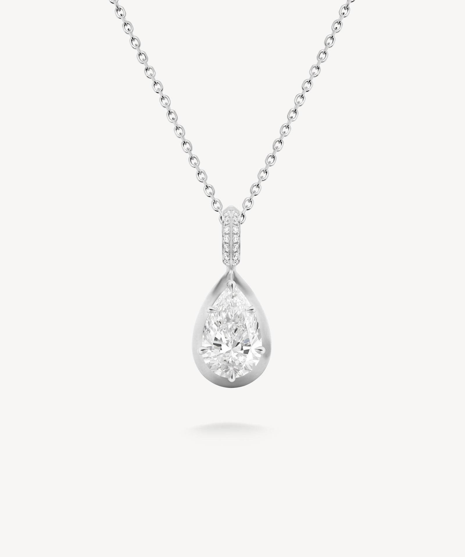 Pear Cut Diamond Prong Pendant with Hinged Knife-Edge Bail Necklace