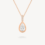 Pear Cut Diamond Bezel Pendant with Knife-Edge Bail in Matte Gold Necklace